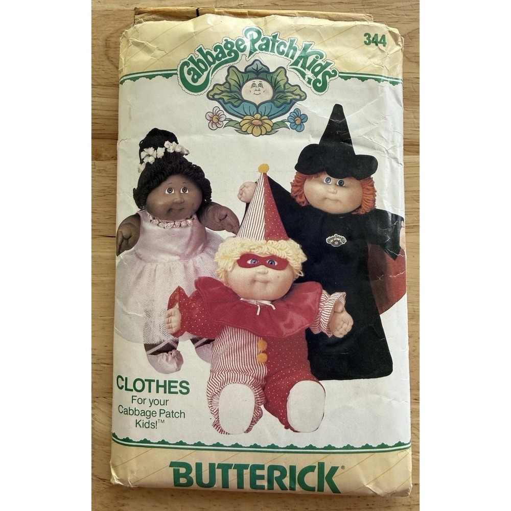 Butterick Cabbage Patch Kids Pattern 344 Doll Clothing Halloween Costumes CUT‎